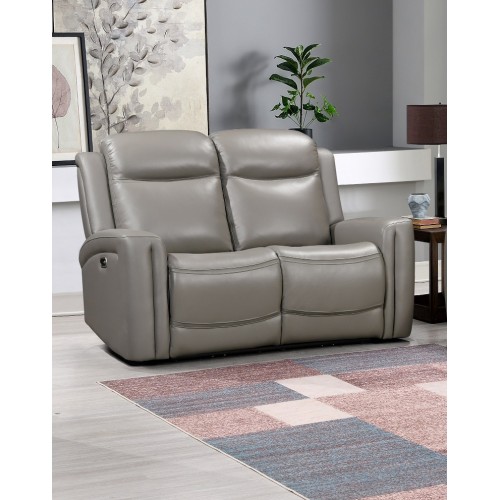 Katlyn Leather Power Reclining Loveseat - Grey